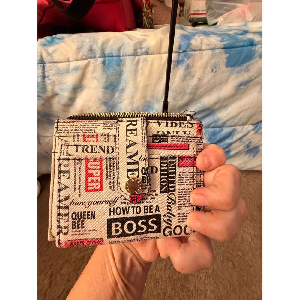 Steve Madden newspaper-print wallet